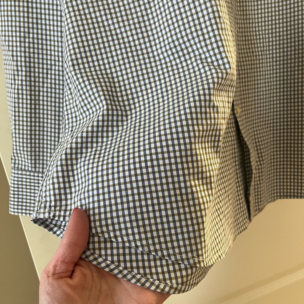 Banana Republic Men’s Blue & Olive Plaid Dress Shirt Slim Fit Men’s Size XL - Picture 4 of 16